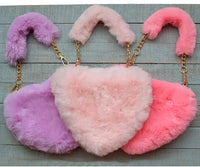 Furry Heart Purse: Lavender