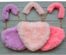 Furry Heart Purse: Lavender