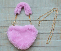 Furry Heart Purse: Lavender