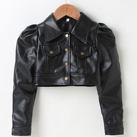 Puff Sleeve Faux Leather Jacket