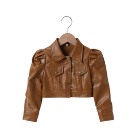 Puff Sleeve Faux Leather Jacket