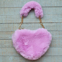 Furry Heart Purse: Lavender