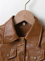 Puff Sleeve Faux Leather Jacket